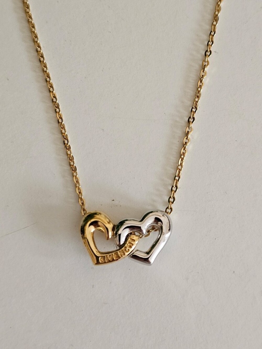 Givenchy Two-Tone Heart Link Necklace - Gold & Silver